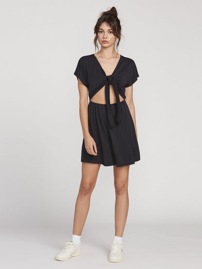 Coco Kleid mit Bindeband vorne – SCHWARZ