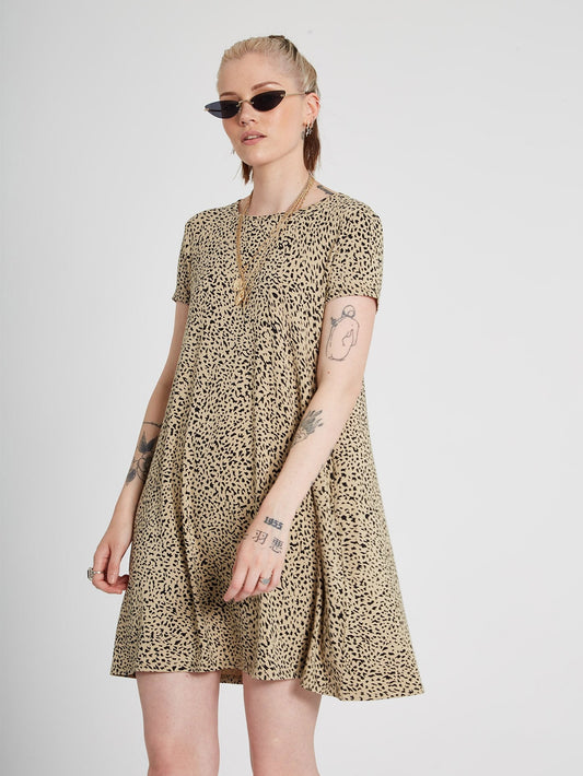 Kleid mit hohem Bügel – Tiermuster