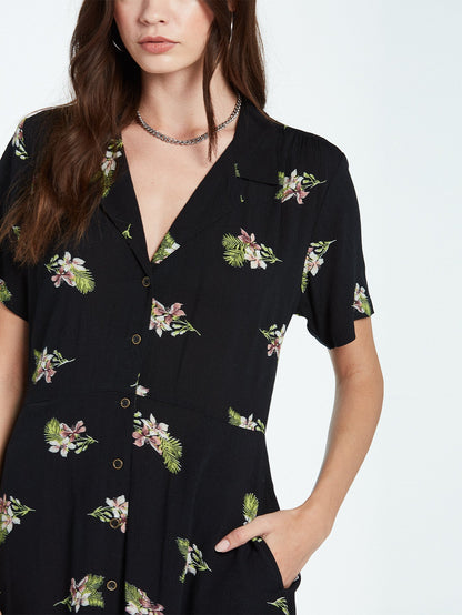 Stormy Tropix Dress - BLACK