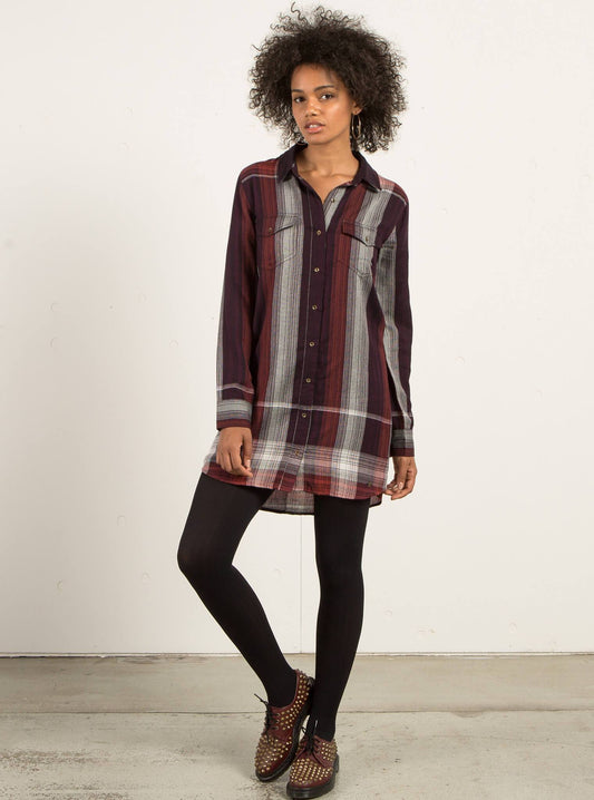 Well Plaid Dress - Plum
