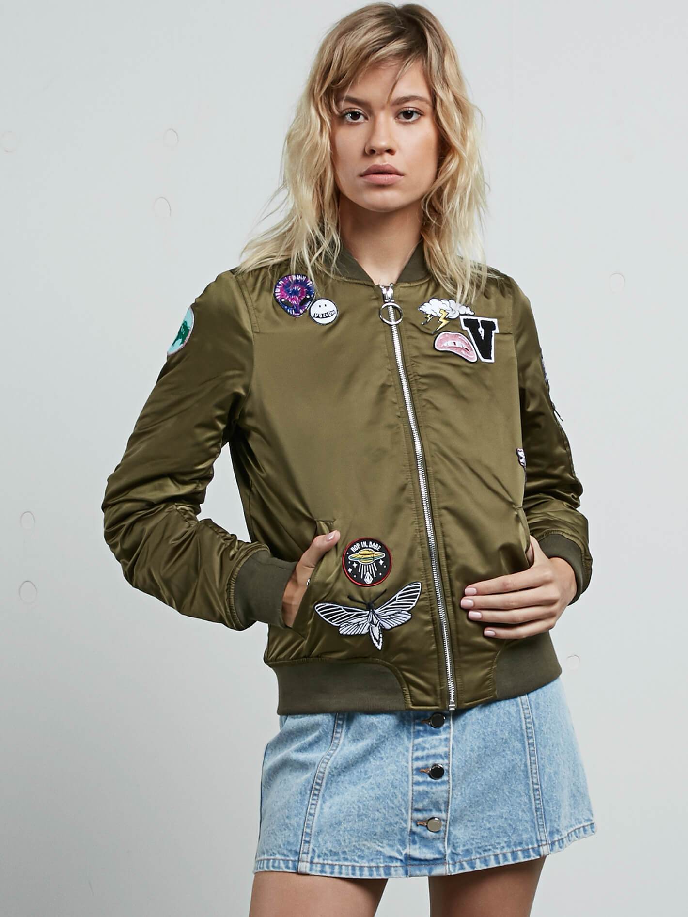 Georgia May Jagger Bomberjacke – Dunkles Camouflage