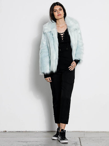Georgia May Jagger Kunstpelzmantel - Cooles Blau