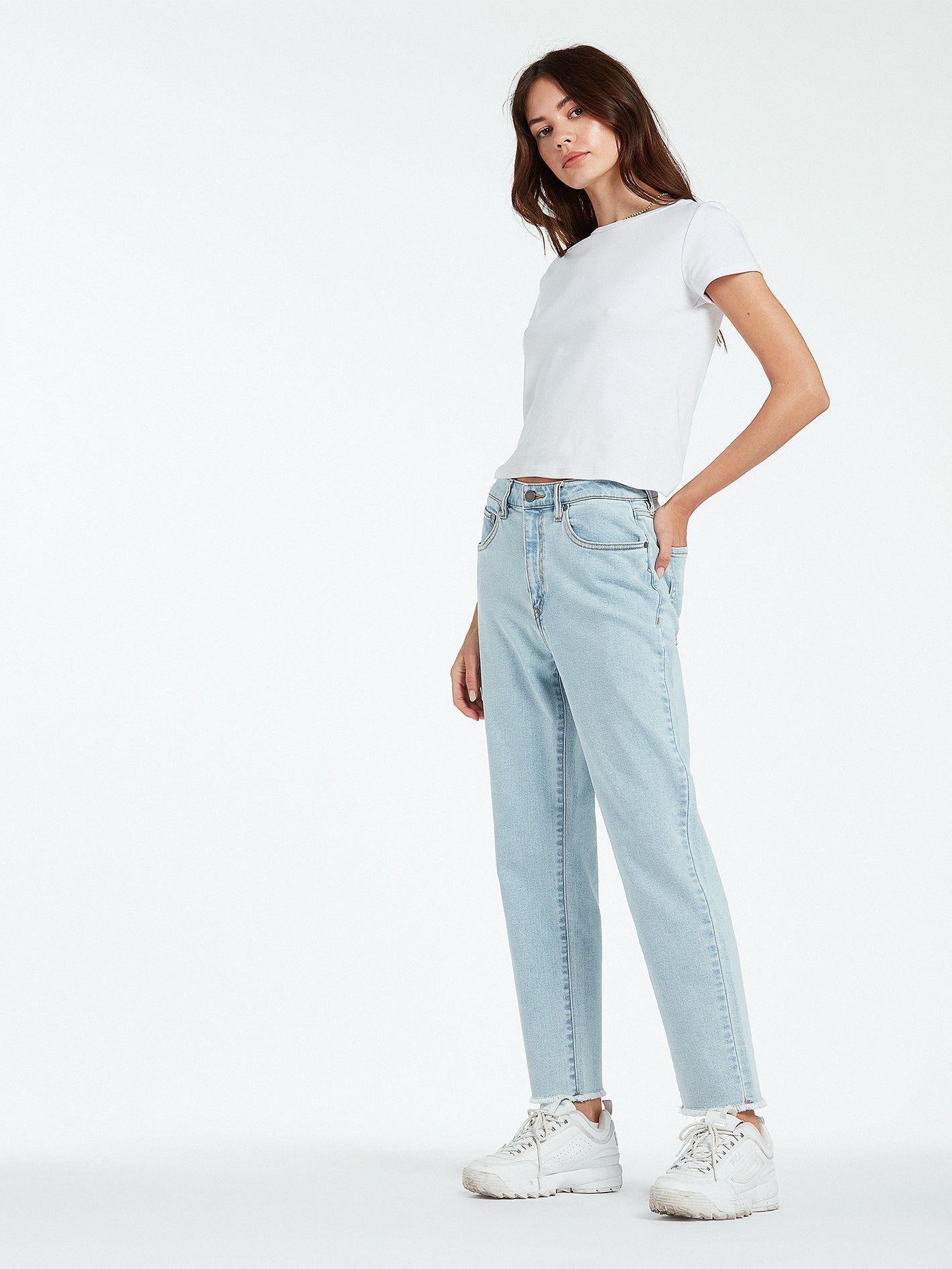 Stone Step High Rise Denim Jeans - THRIFTER BLUE LIGHT