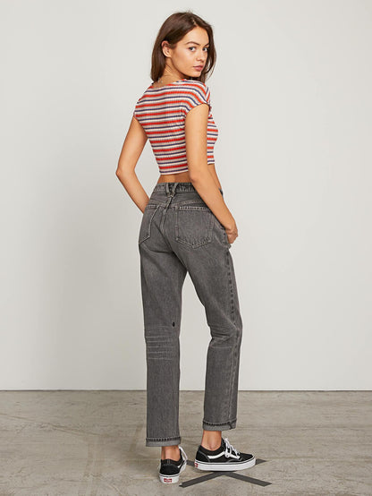 Stoney Boyfriend Jeans - Black Destructo