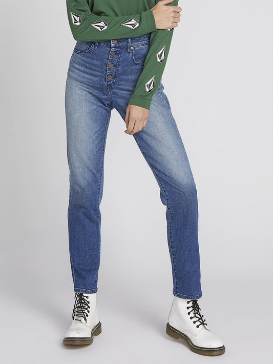 Super Stoned Skinny Jeans – Mittelblaue Waschung