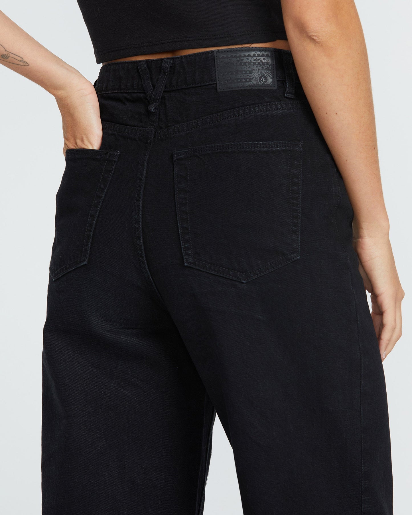 Jean Stoned Boyfriend High Rise - BLACK
