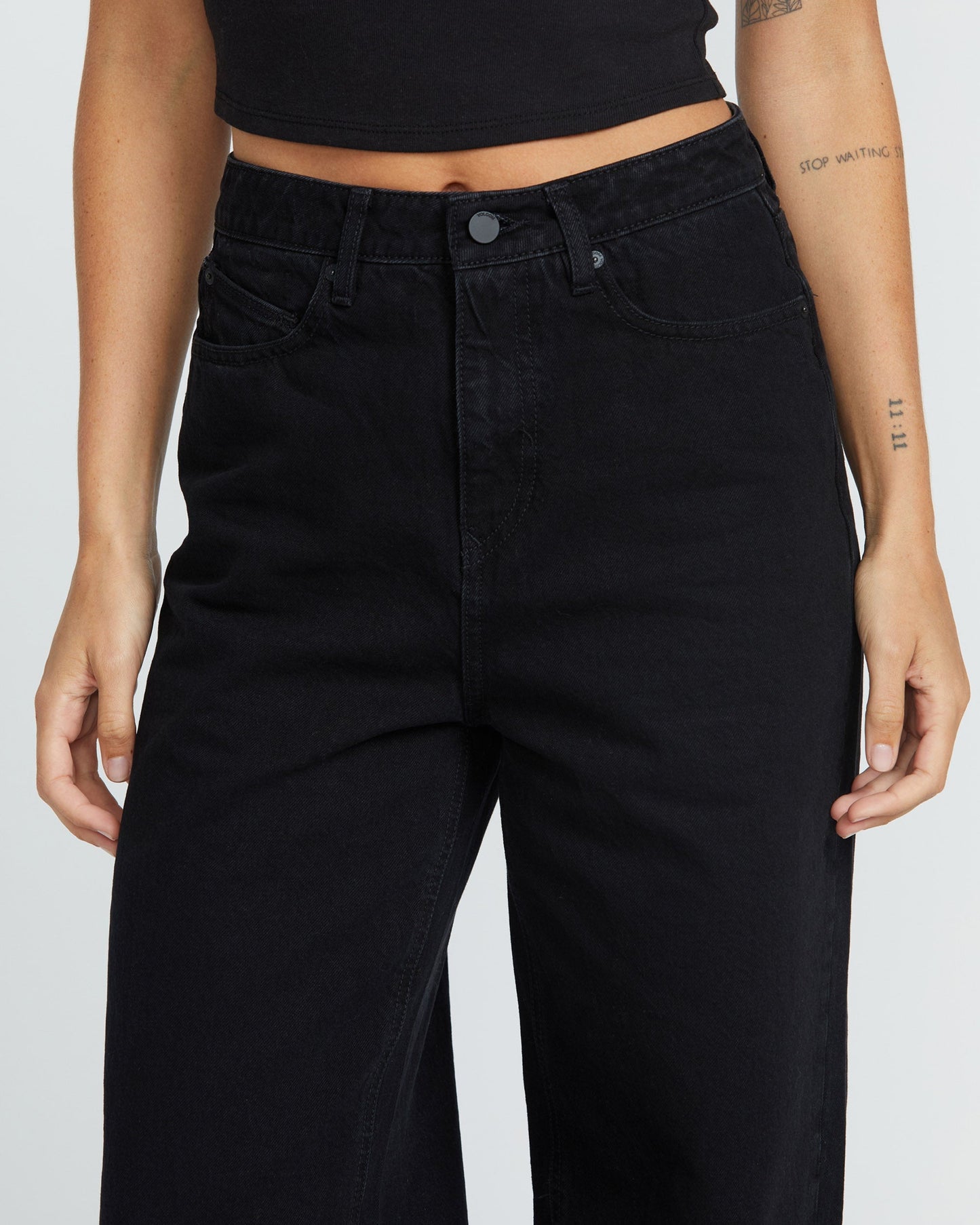 Jean Stoned Boyfriend High Rise - BLACK