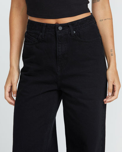 Jean Stoned Boyfriend High Rise - BLACK