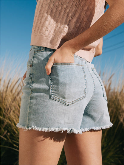 Stone Step Hirise Shorts - Retro Blue