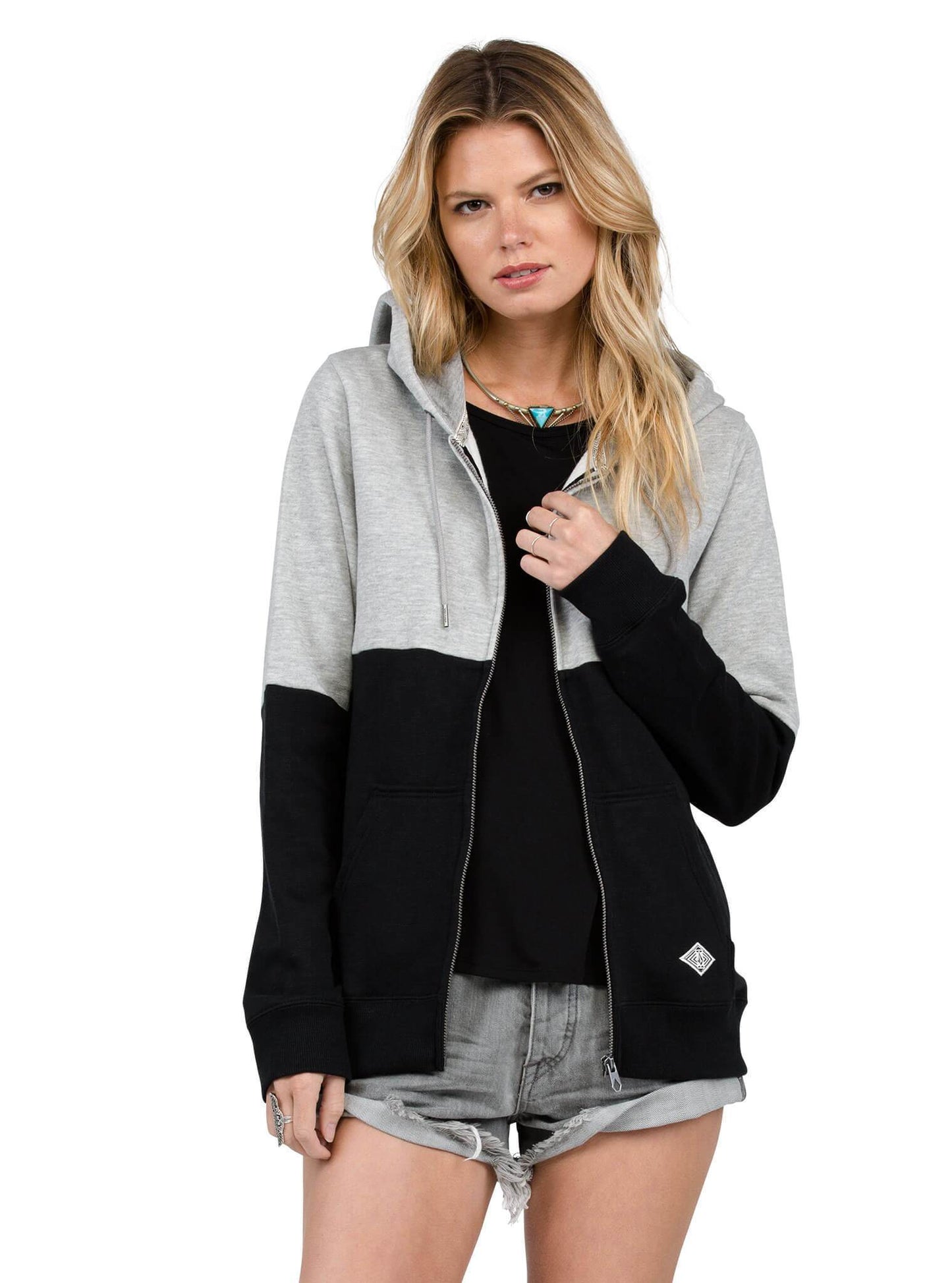 Lived In Color Blocked Zip Hoody - Heather Gray