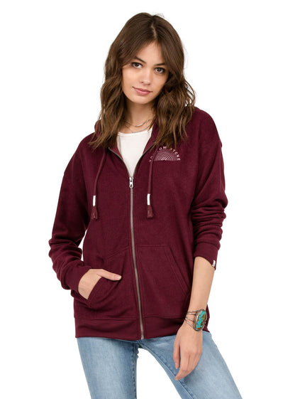 Lived In Kapuzen-Sweatshirt mit Reißverschluss - Merlot