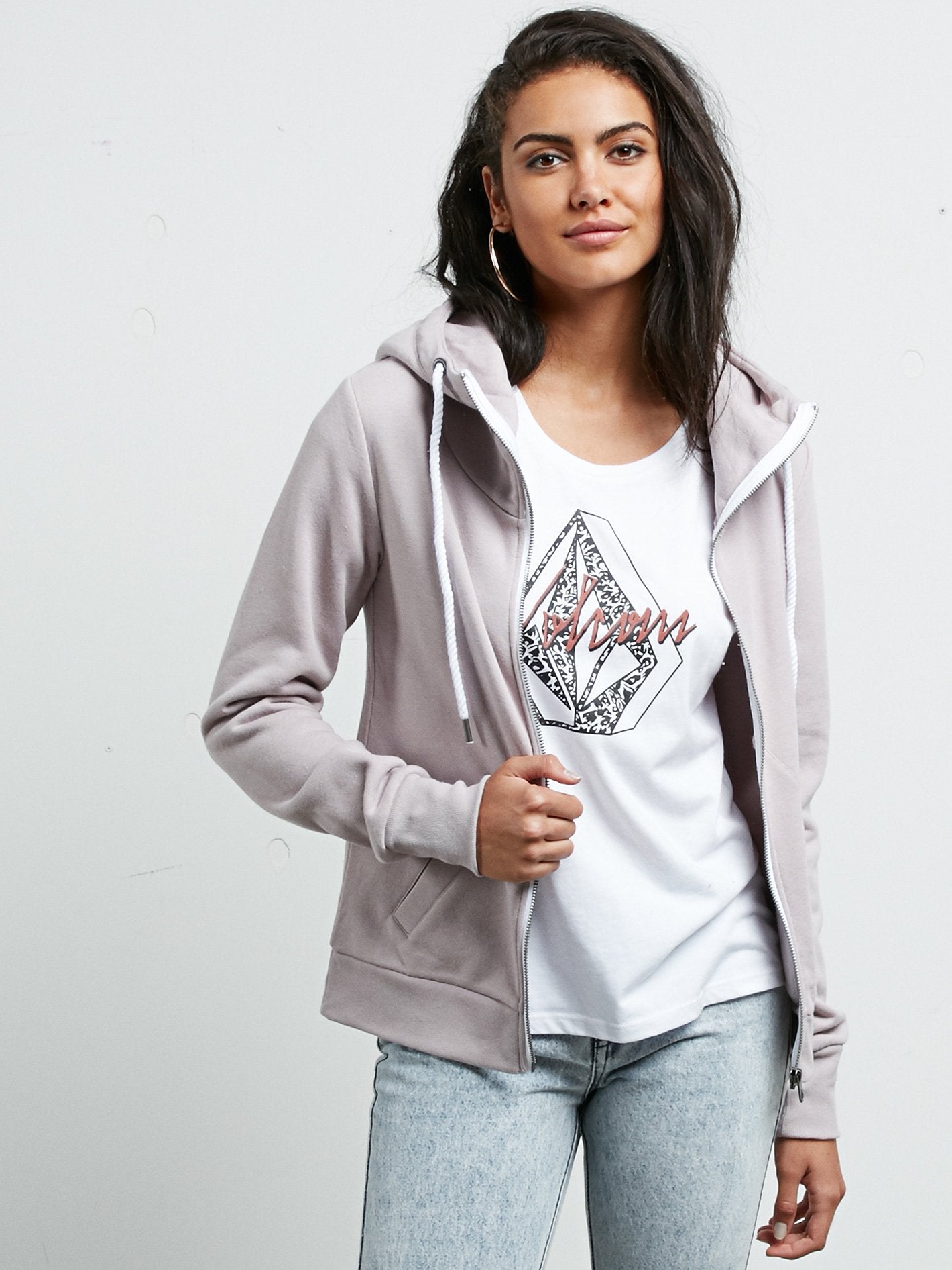 Walk On By Zip-Up Hooded Sweatshirt - Steel Purple