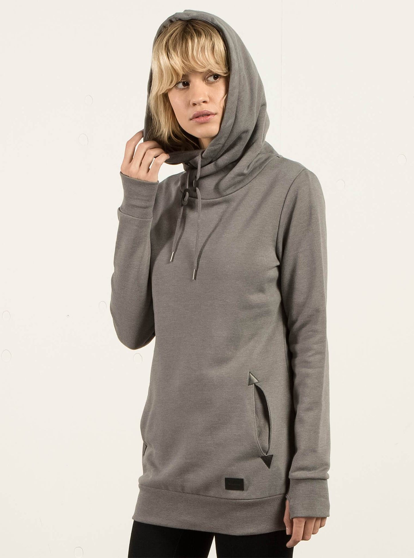 Walk On By Long Hooded Sweatshirt - Charcoal