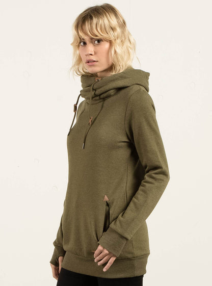 Walk On By Langes Kapuzensweatshirt - Dunkles Tarnmuster