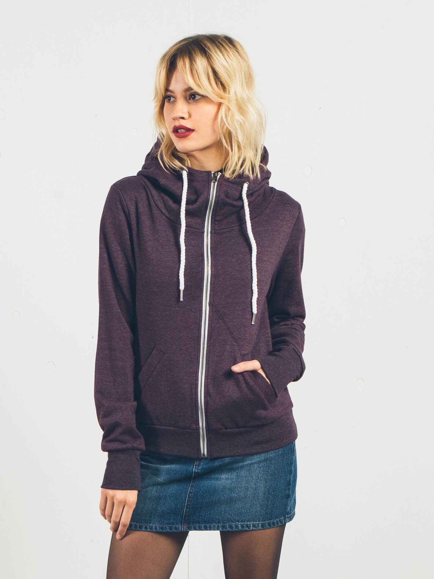 Walk On By Hooded Zip-Up Sweatshirt - Plum
