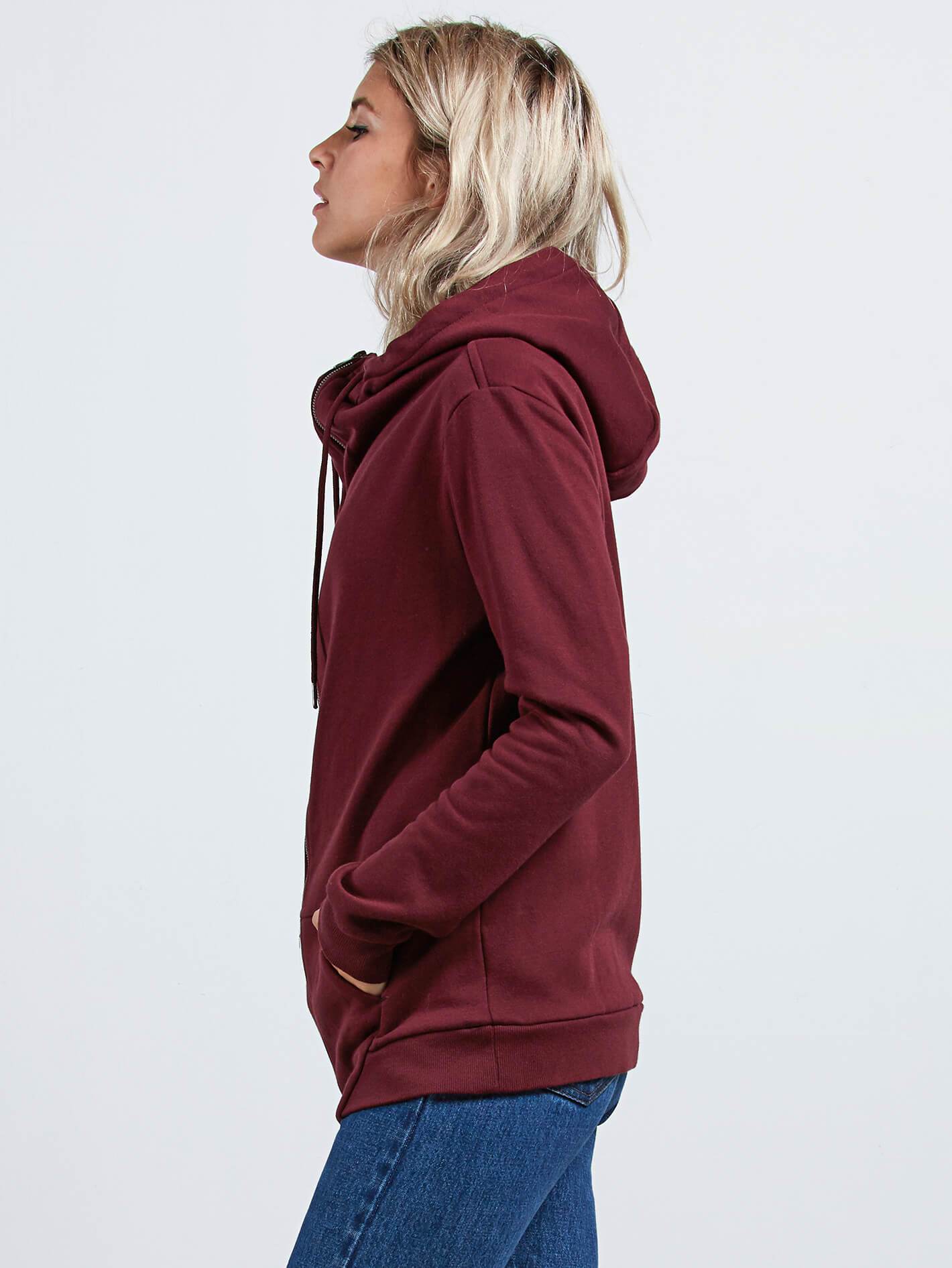 Sweat Walk On By Zip  - Burgundy