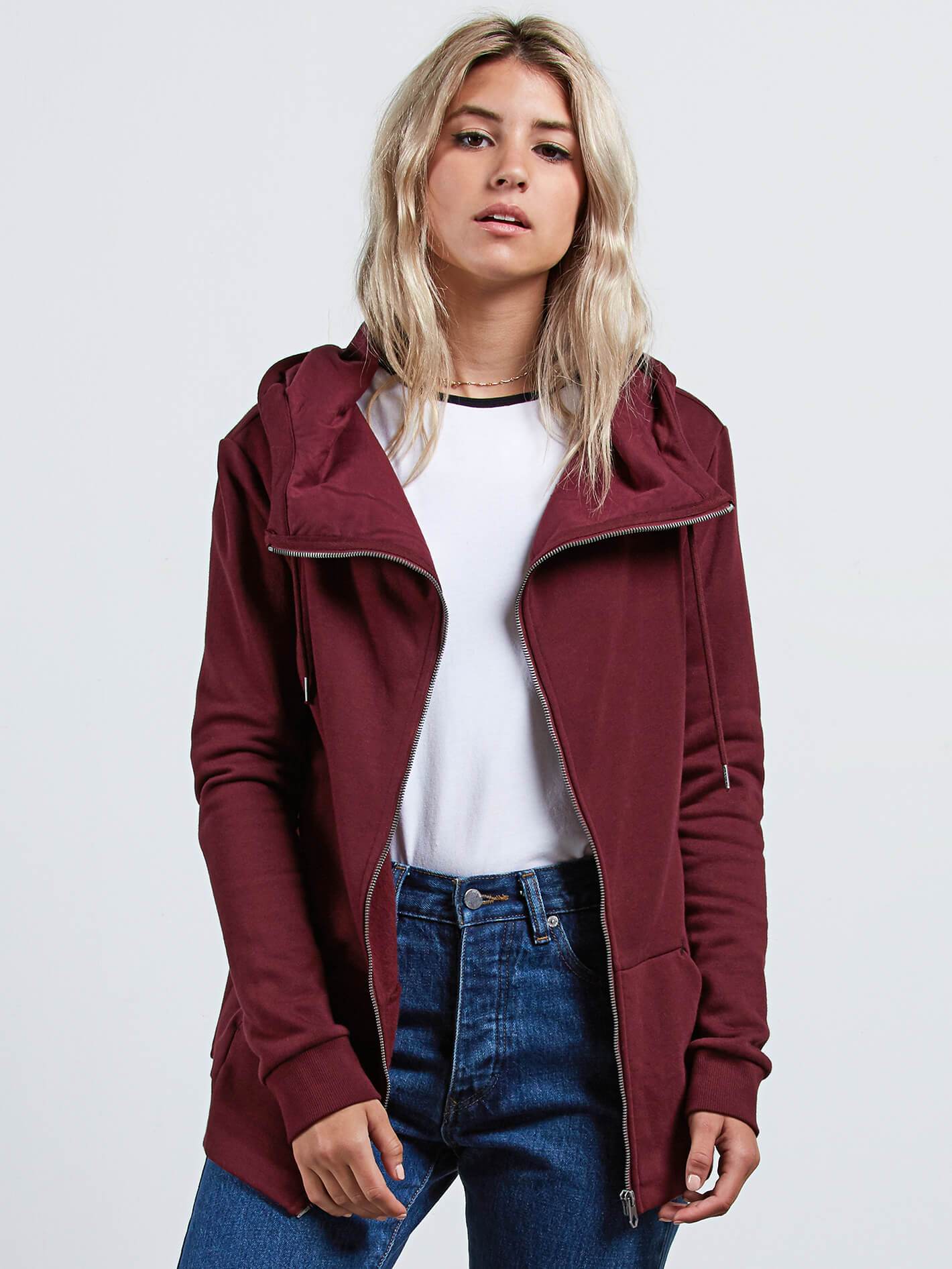Sweat Walk On By Zip  - Burgundy