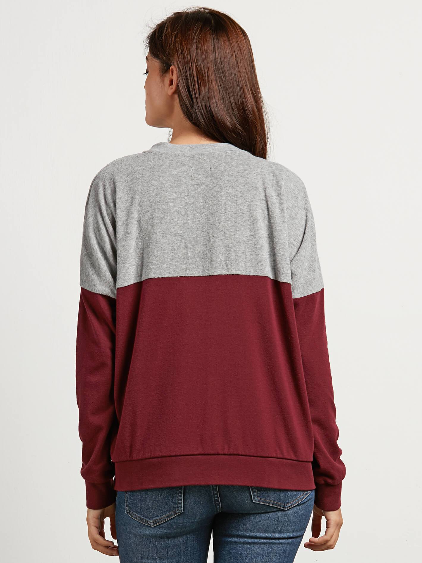 Blocking Crew Sweatshirt - Burgunderrot