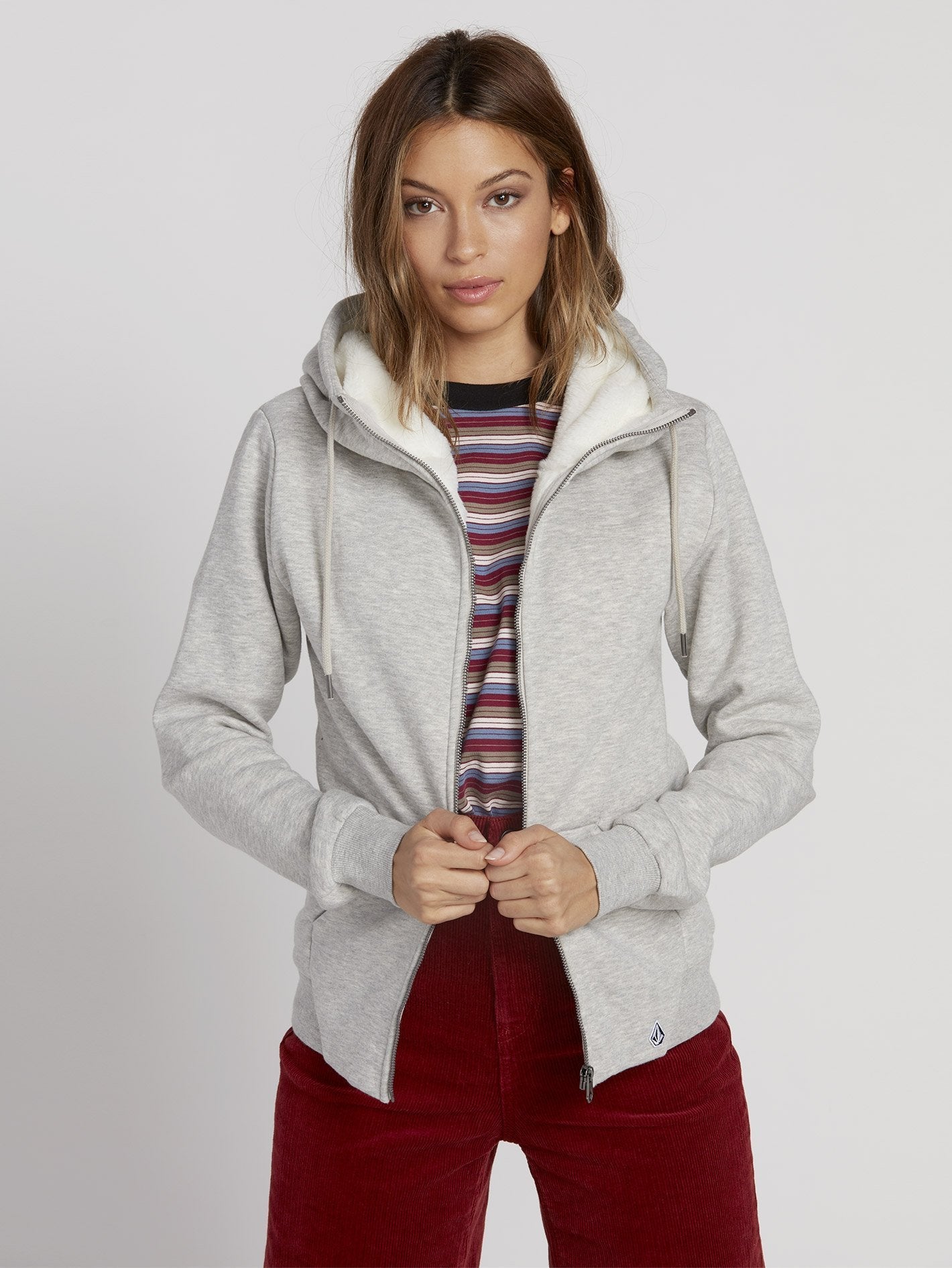 Walk On By Sherpa Hoodie - Heather Gray
