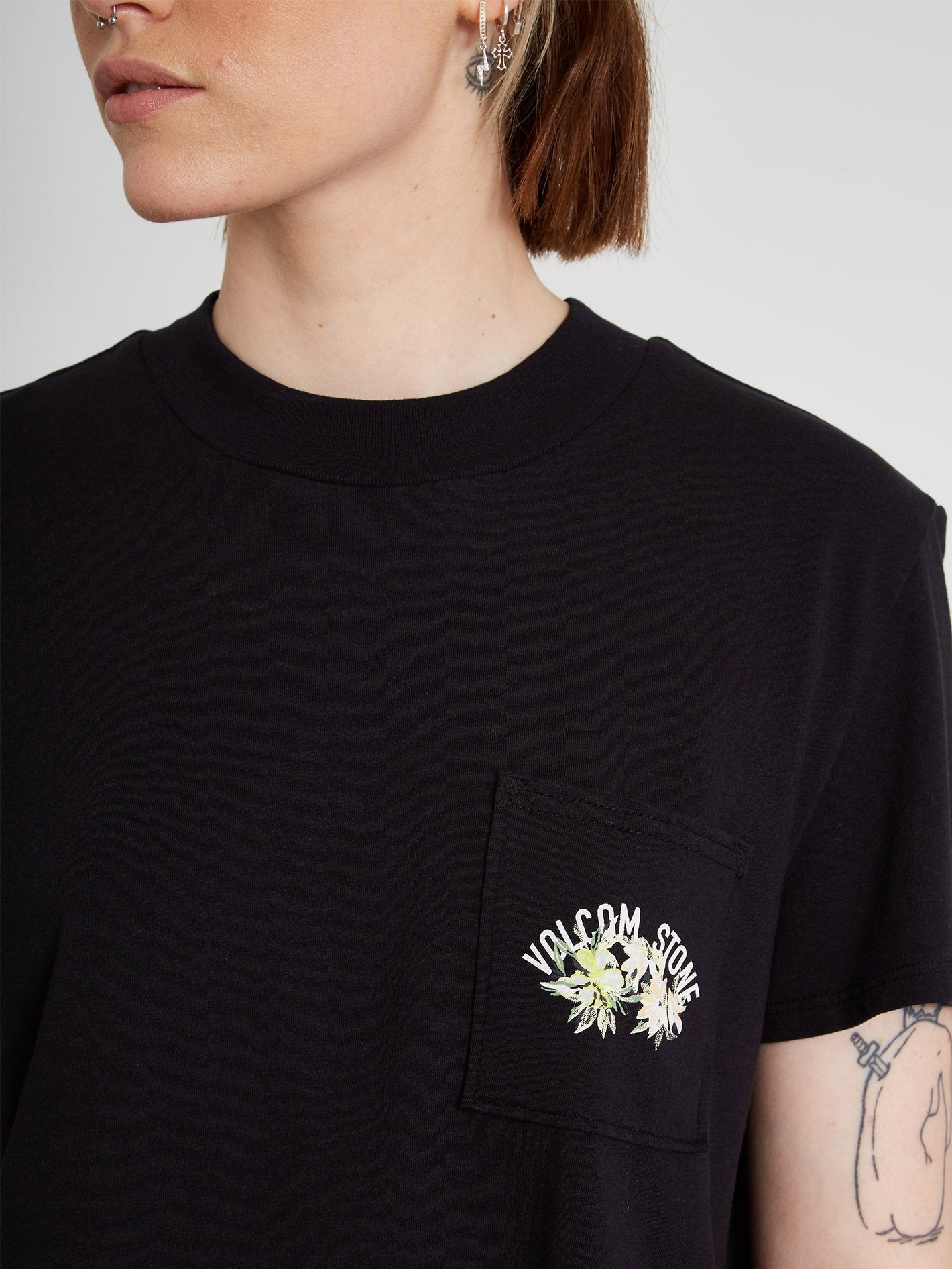 T-Shirt mit Taschenzifferblatt - Schwarz