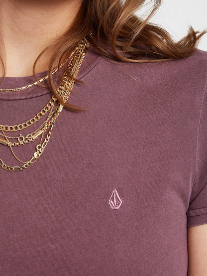 T-shirt Solid Stone Emb - EGGPLANT
