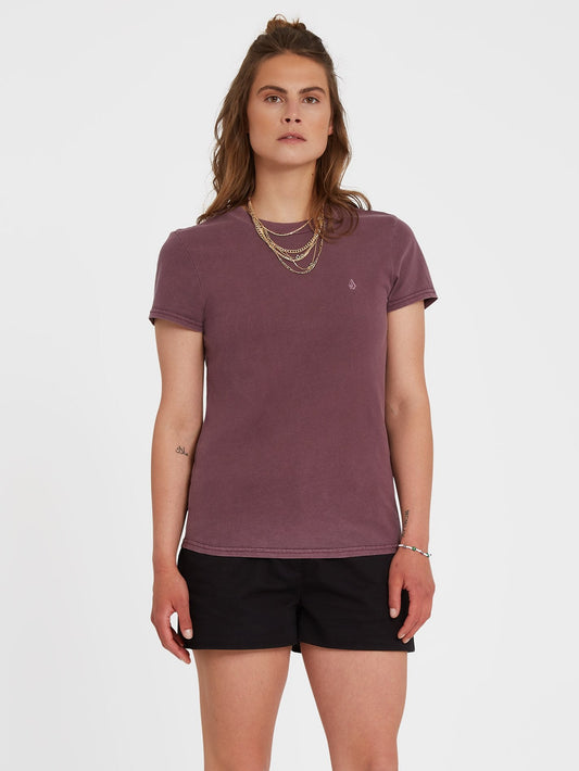 T-shirt Solid Stone Emb - EGGPLANT