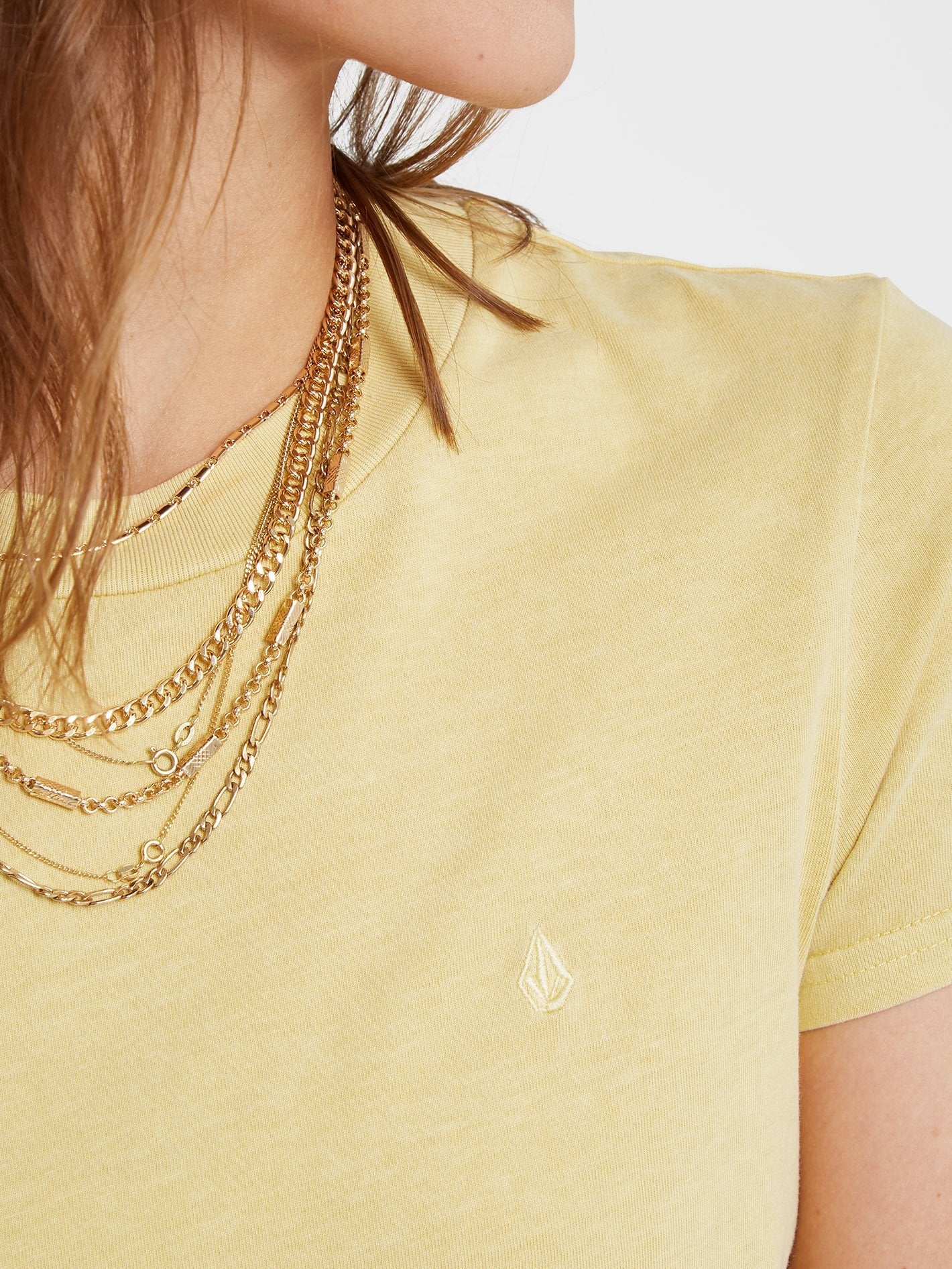 T-shirt Solid Stone Emb - WHEAT