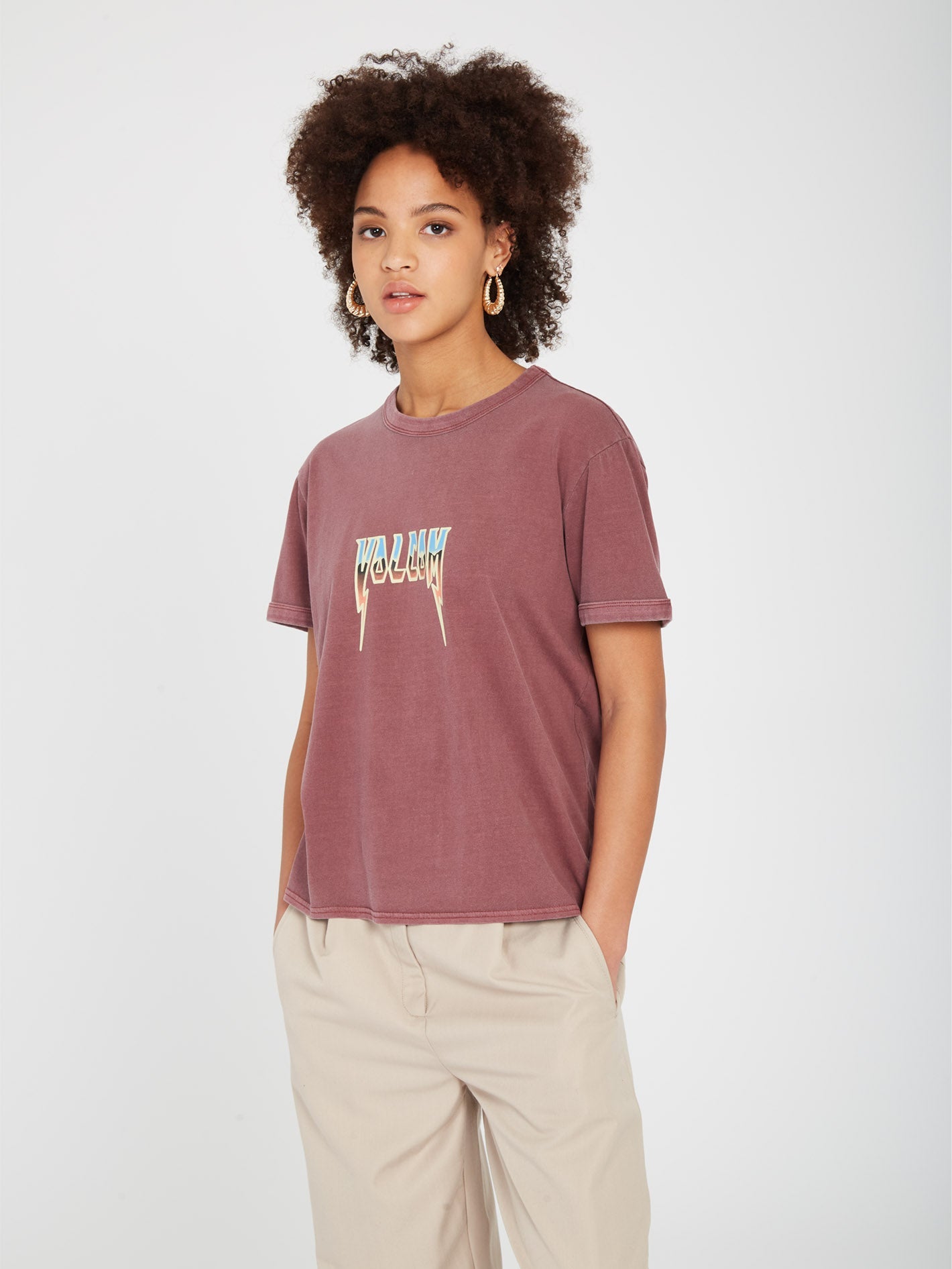 T-shirt Truly Ringer - BURGUNDY