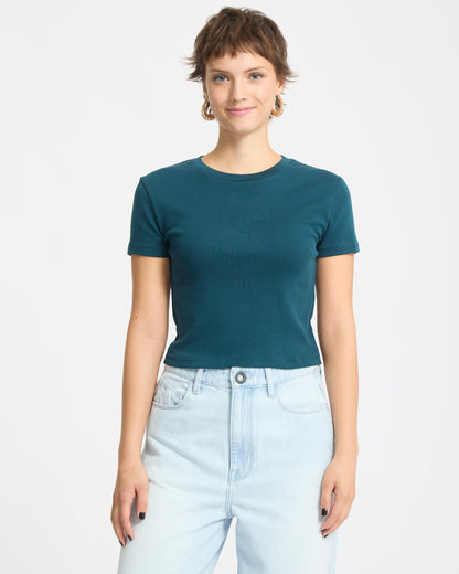 Volcomstone Tight Crop T-Shirt - Smaragdgrün