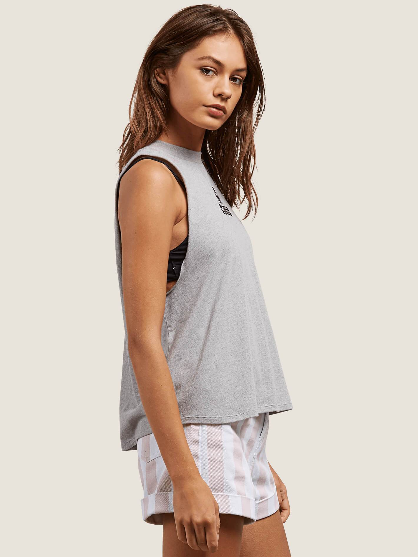 Get High Neck Tank Top - Heather Grey