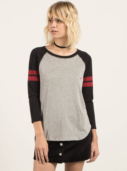 Georgia May Jagger T-Shirt mit 3/4-Ärmeln – Grau meliert