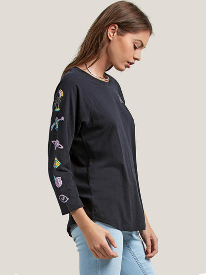 Pop Rocket Raglan-T-Shirt - Schwarz