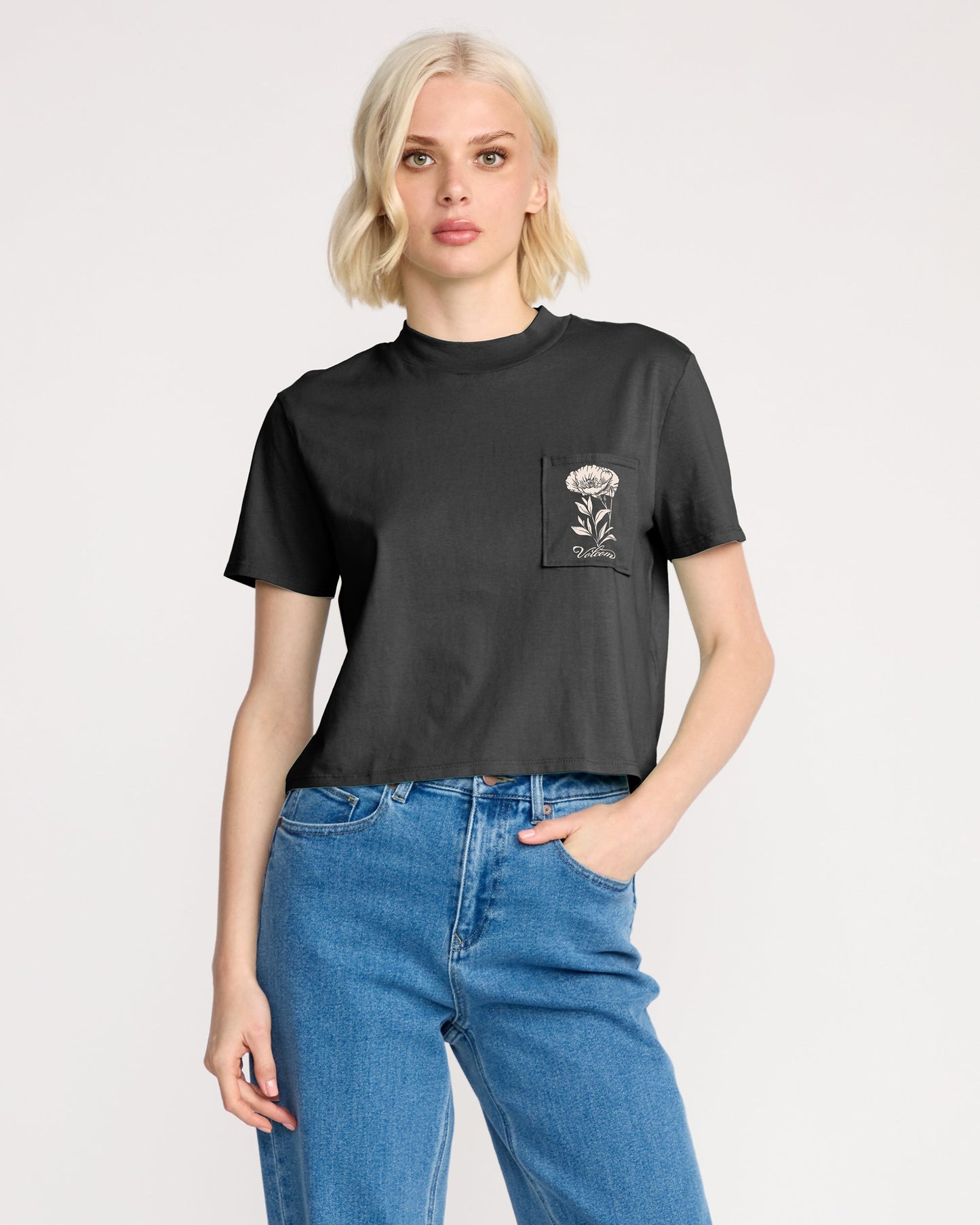 T-Shirt mit Taschenzifferblatt - Vintage Schwarz