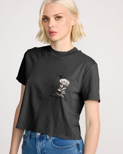 T-Shirt mit Taschenzifferblatt - Vintage Schwarz