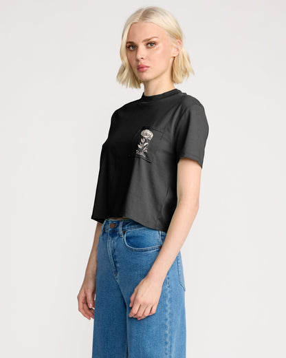 T-Shirt mit Taschenzifferblatt - Vintage Schwarz