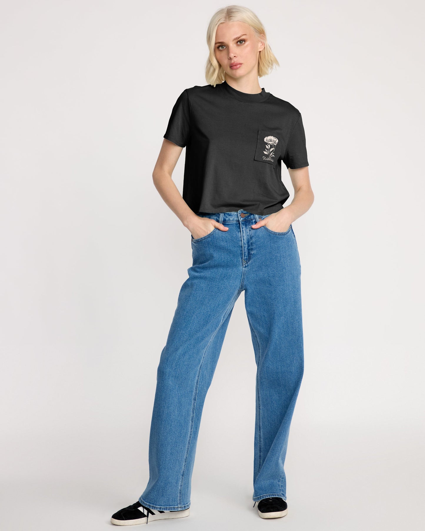 T-Shirt mit Taschenzifferblatt - Vintage Schwarz