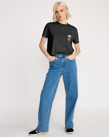 T-Shirt mit Taschenzifferblatt - Vintage Schwarz