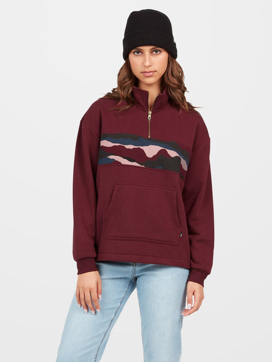 Stone Stacked Sweatshirt mit Reißverschluss – BURGUNDERROT