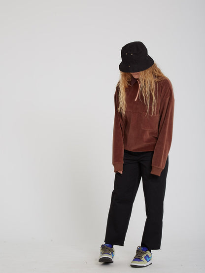 Sweat Sweety Smoothy Zip Fleece - BROWN