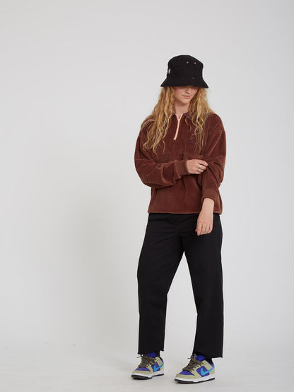 Sweat Sweety Smoothy Zip Fleece - BROWN