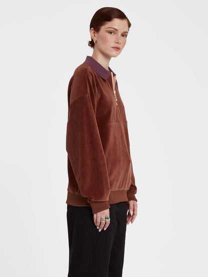 Sweat Sweety Smoothy Zip Fleece - BROWN