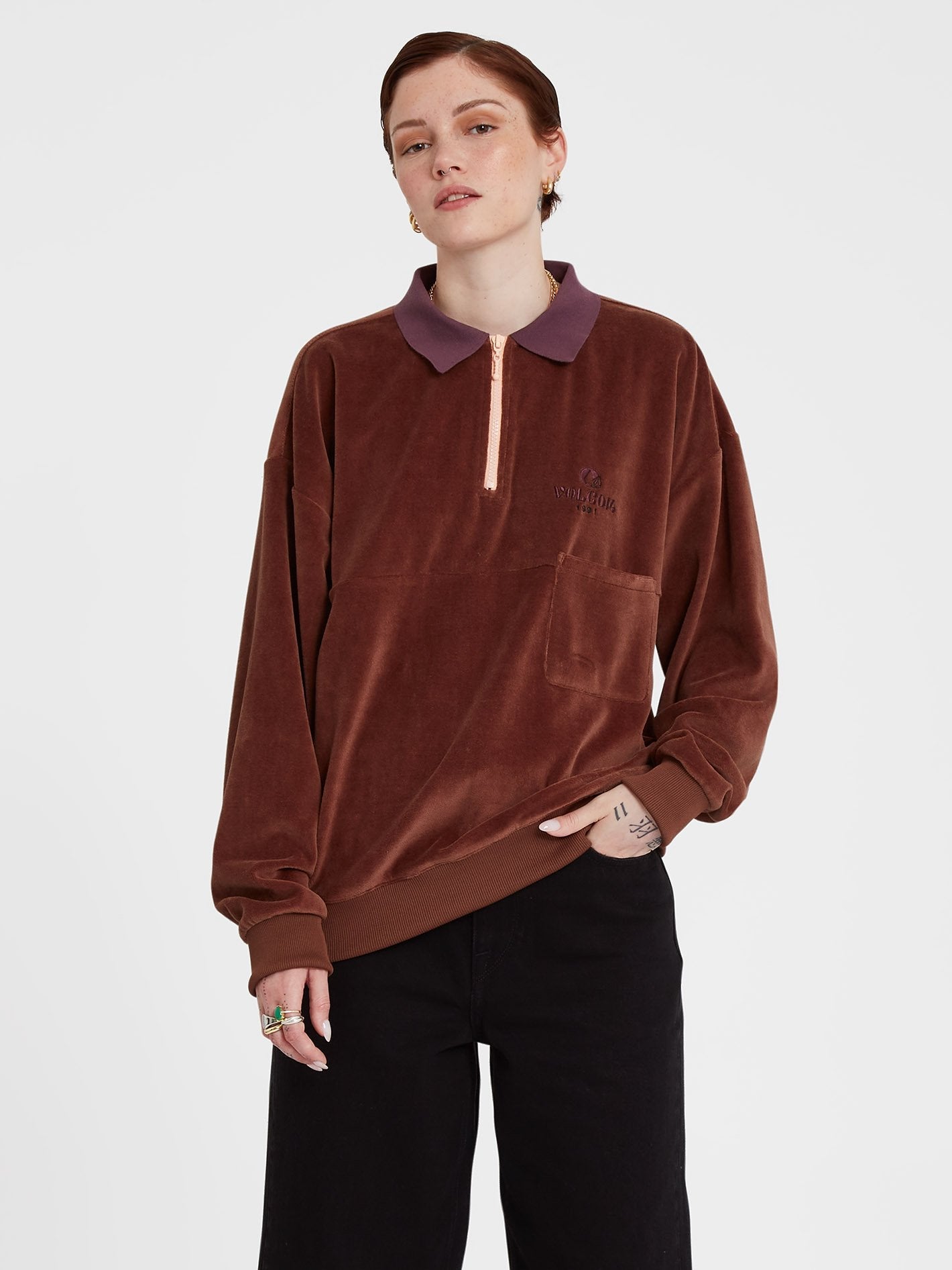 Sweat Sweety Smoothy Zip Fleece - BROWN
