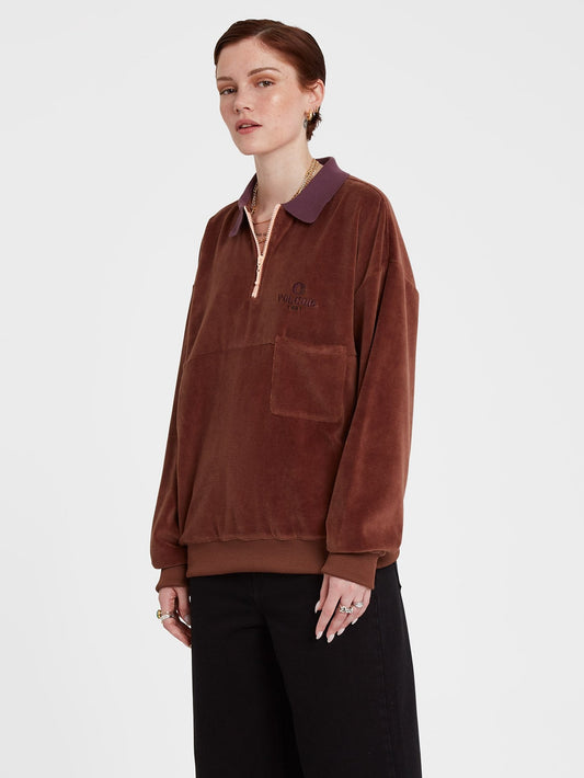 Sweat Sweety Smoothy Zip Fleece - BROWN