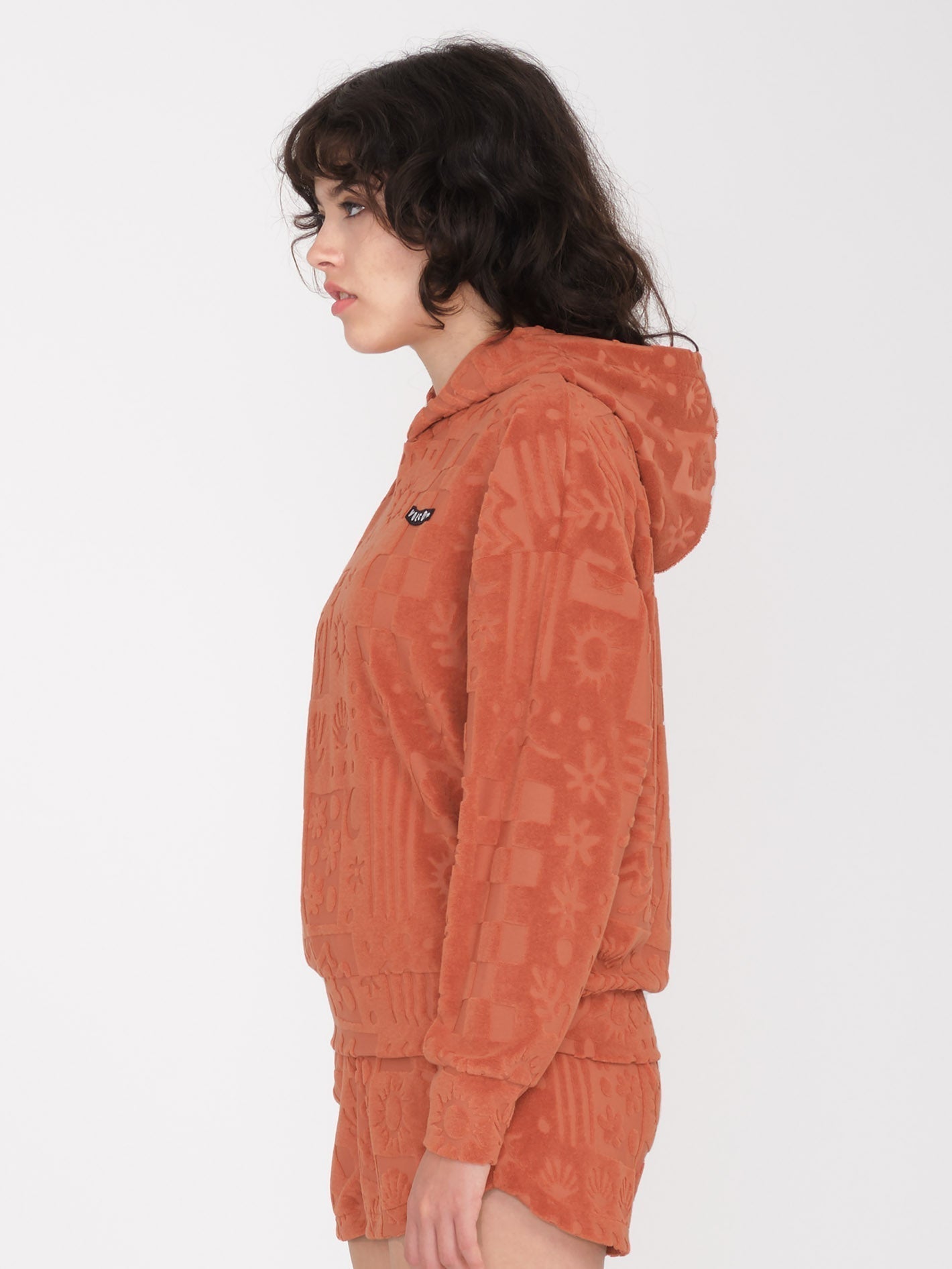 Terry Cloth Sunny Wild Hoodie - ROSEWOOD