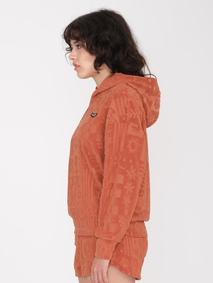 Terry Cloth Sunny Wild Hoodie - ROSEWOOD