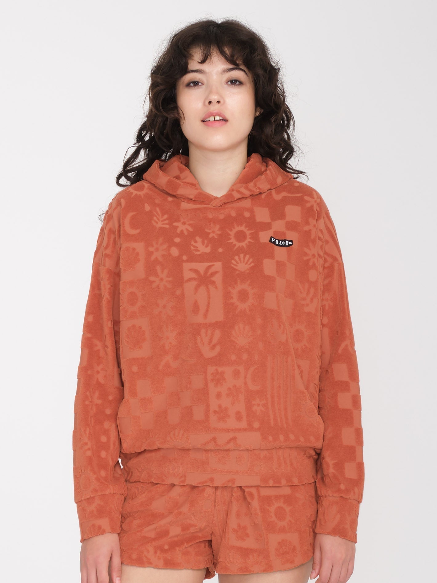 Terry Cloth Sunny Wild Hoodie - ROSEWOOD