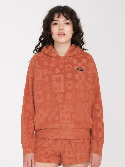 Terry Cloth Sunny Wild Hoodie - ROSEWOOD