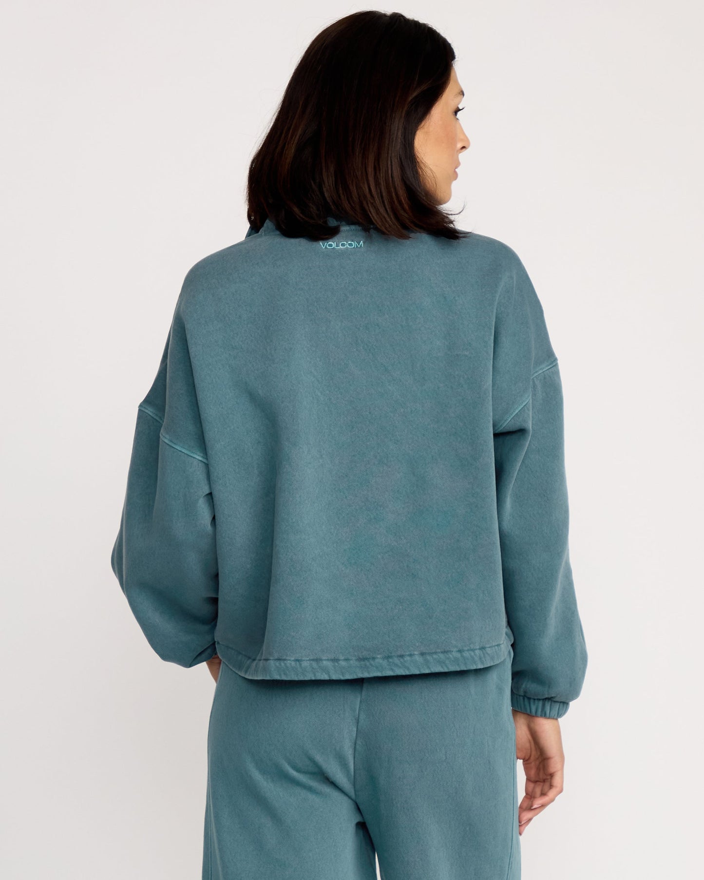 Sweatshirt Col Zippé Stone Soft - Emerald Green
