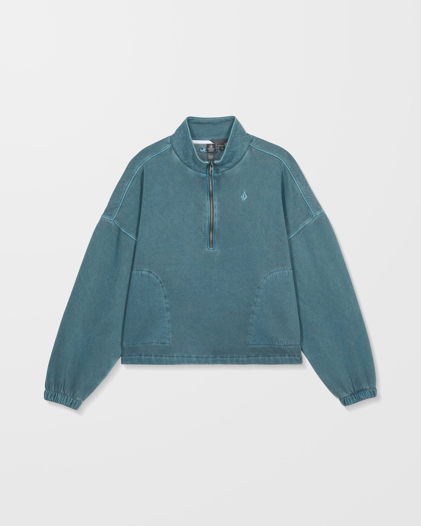 Sweatshirt Col Zippé Stone Soft - Emerald Green
