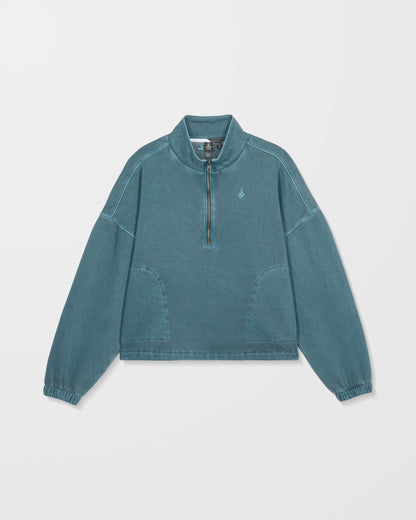 Sweatshirt Col Zippé Stone Soft - Emerald Green